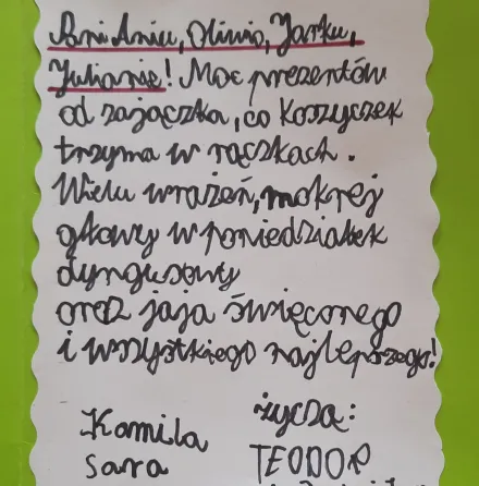 Wspólne życzenia dla klas.