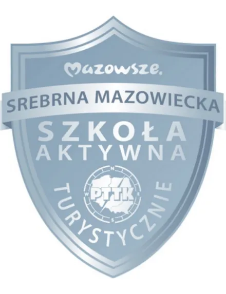 Herb srebrej odznaki szkoły aktywnej turystycznie