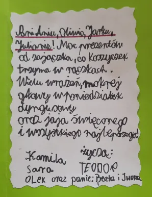 Wspólne życzenia dla klas.