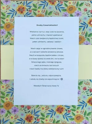 Wspólne życzenia dla klas.